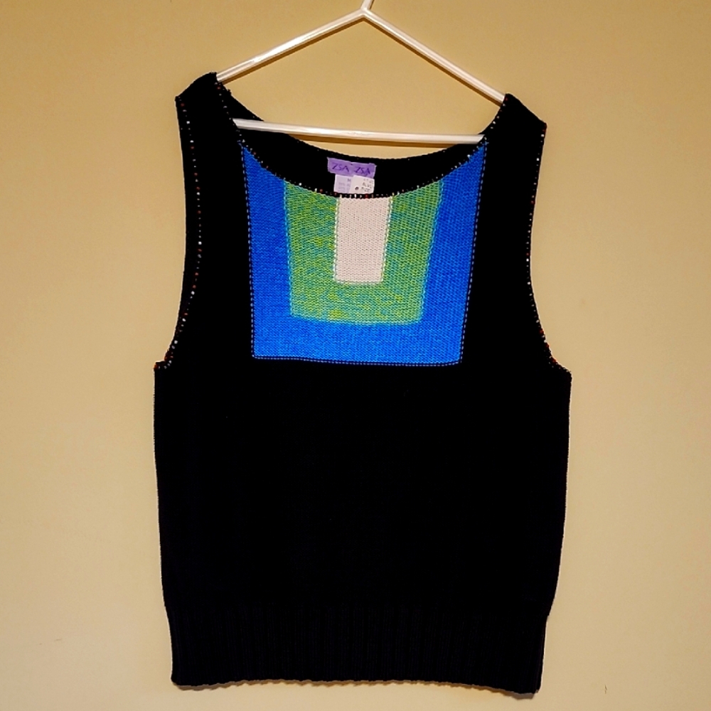 ZSA ZSA BRAND SIZE M Colorful Geometric Women's Top Vintage Style